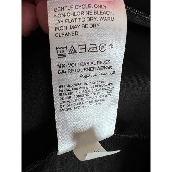 Chicos Size 1/US 8 Black Stretch Sheath Lace Cap Sleeve Knee Length Dress - Picture 11 of 12